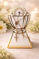 Wyjątkowy Zestaw Komunijny: Pudełko-Kielich + Biały Różaniec KOMUNIA