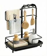 Organizer do zlewu koszyk półka ociekacz uchwyt na gąbkę płyny czarny