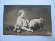 PIES SZCZENIACZEK MISECZKA DZIECKO przedwojenna POCZTÓWKA