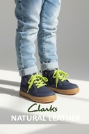 Clarks Nova Rain Kid trzewiki skórzane ocieplane granatowe rozm. 28,5