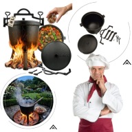 KOCIOŁEK ŻELIWNY GARNEK MYŚLIWSKI WĘGIERSKI PIECZONKI 8L NA OGNISKO GRILL