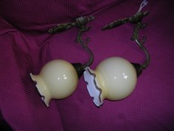 Kinkiety z mosiądzu 2 szt z kremowymi kloszami