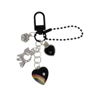 Brelok z kotem, kocią łapką, sercami i flagą LGBT, Pride