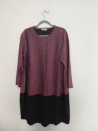 Błyszcząca elegancka sukienka plus size z długim rękawem 50, 52