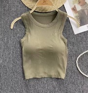 Top Damski Prążkowany Krótki z wbudowanym biustonoszem