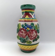 Włoski Wazon - ręczna praca - kwiaty - vintage śliczny - ceramika majolika