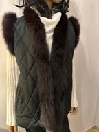 Kamizelka pikowana obszyta futrem lisa ocieplacz