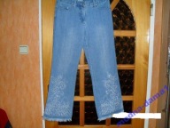 NIEBIESKIE JEANSY CEKINY AŻUREK-ROZM 38