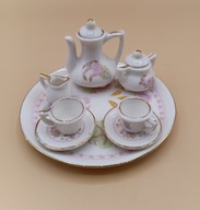 Miniaturki z porcelany - maleńki śliczny zestaw serwis kawowy - vintage -