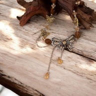 Elegancki Choker Motyl Kryształki Złoty Vintage naszyjnik