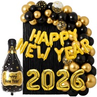 GIRLANDA BALONOWA NA SYLWESTER ZESTAW BALONÓW BALONY ZŁOTE CZARNE 115 EL.