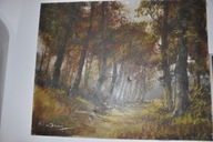 Stary obraz olejny na płótnie – Jesienny Las – H. Van Damme 80x100cm