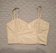 Krótki skórzany Top z ekoskóry beżowy roz.XS