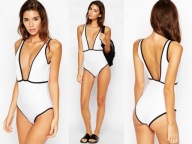 Strój kąpielowy ASOS 36B S kostium kąpielowy bikini monokini biały czarny