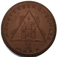 Polska, Ziębice (Münsterberg). Notgeld 2 Marki z 1922 r. moneta z ceramiki