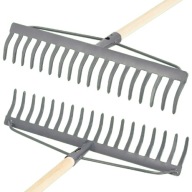 GRABIE METALOWE OGRODOWE GRABKI 18-ZĘBNE WZMOCNIONE DREWNIANY TRZON 154 CM