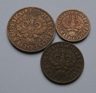 Polska RP -zestaw rocznika 1936 r. ( 1,2,5 gr ) kpl