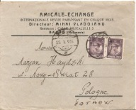 RUMUNIA ROMANIA -koperta firmowa AMICALE-ECHANGE -obieg 1934 -TARNÓW