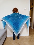 Duża bawełniana chusta robiona ręcznie na szydełku