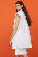H & M biała koszula oversize długa tunika quiet luxury elegancka kamizelka