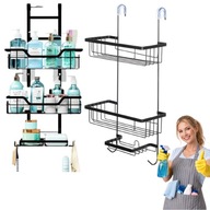 METALOWA PÓŁKA WISZĄCA ŁAZIENKOWA POD PRYSZNIC WIESZAK ŚCIENNY LOFT CZARNA