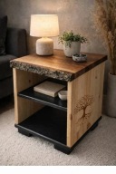 Szafka nocna z prawdziwego drewna_ artystyczny, unikalny styl