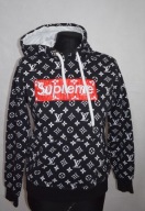 LV SUPREME 100% BAWEŁNA Z KATUREM KAPTUR KANGURKA LOGOWANA OVERSIZE