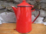 Stary DUŻY Emaliowany dzbanek z Pokrywką_2 L_STARA EMALIA PRL