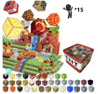 KLOCKI MAGNETYCZNE 3D w stylu MineCraft DUŻY ZESTAW 220EL+15FIGURKI+pudełko