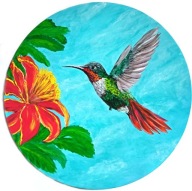 Koliber obraz malowany ręcznie koło okrąg średnica 50 cm /75PatrykMit