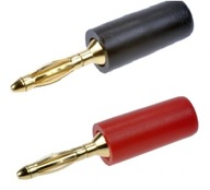 Wtyk bananowy złocony 2 mm czarny + czerwony AMAS 13-3-5 *