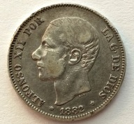 HISZPANIA 2 PESETY 1882 / srebro