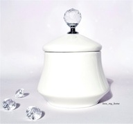 CUKIERNICA porcelanowa Home&you DIAMANT 2 biała z kryształkiem diament glam