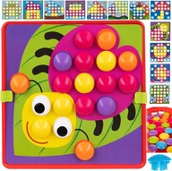 UKŁADANKA GUZIKOWA MOZAIKA EDUKACYJNA GRZYBKI PUZZLE PINEZKI GRA MONTESSORI