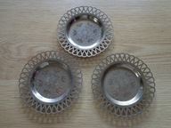 PODSTAWKI POD SZKLANKI STARE NIKLOWANE PRL 3 SZTUKI