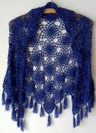 Chusta nowa patchworkowa szydełkowa z frędzlami uniwersalna