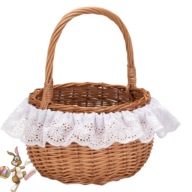 KOSZYK WIELKANOCNY STROIK NA ŚWIĘCONKĘ WIKLINOWY KOSZYCZEK BEŻOWY+SERWETKA