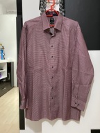 14 Koszula Olymp drobna kratka burgund kieszeń bawełna 100% duża 3XL