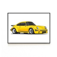 PLAKAT PORSCHE 911, ŻÓŁTY, CLASSIC CAR, PLAKATY NA ŚCIANĘ, 70x50cm