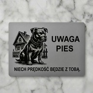 Tabliczka uwaga pies srebrna duży wybór wzorów amstaff owczarek kot dom