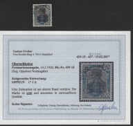 Plebiscyt Górny Śląsk - zn. C.I.H.S. Fi. PU15 kasowany, atest