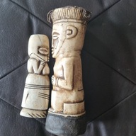 Dwie figurki Afryka Kongo kość bawola 1980/90 lega bwami