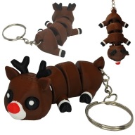 BRELOK RENIFER RUCHOMY 3D brązowy świąteczny KLUCZE figurka ŚWIĘTA PREZENT