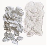 Forma silikonowa do odlewów , gipsu , czekolady 2 kwiaty, kwiat, liście