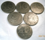 Polska. P.R.L. Zestaw 5x10 zł. i 20 złotych - 6 sztuk. (389).