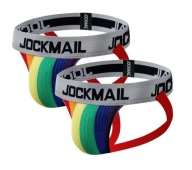 2-pack Bielizna męska jockstrap JOCKMAIL dzianinowe tęczowe M