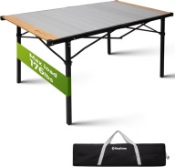 KingCamp składany stół kempingowy z bambusa, regulowana wysokość, dla 2-6