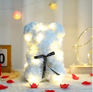 Miś kwiatowy z czerwonych róż 25cm RÓŻE PŁATKAMI