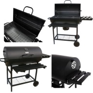 DUŻY GRILL OGRODOWY WĘGLOWY SMOKER TERMOMETR PÓŁKI POPIELNIK ŻELIWNY GRILL