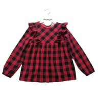 LITTLE KIDS PEPCO bluzka trapezowa w kratkę falbanki 134 cm